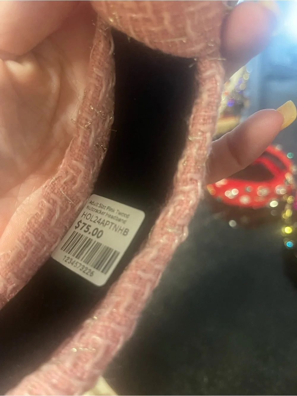 Brianna Cannon Christmas Nutcracker Pink Tweed Embellished Headband new